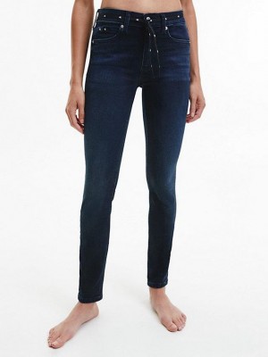 Black Calvin Klein Mid Rise Skinny Women Jeans | ODFR-32861