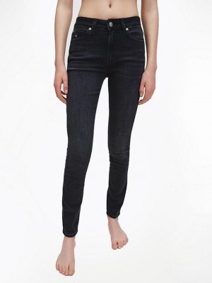 Black Calvin Klein Mid Rise Skinny Women Jeans | BFNS-39256