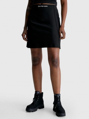 Black Calvin Klein Milano Jersey A-Line Mini Women Skirt | MYOH-04178