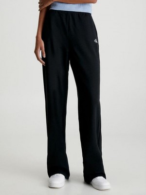 Black Calvin Klein Milano Jersey Wide Leg Women Joggers | HFMC-39214