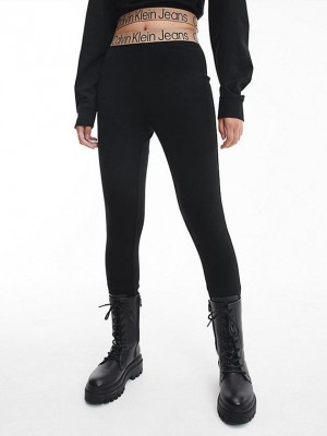 Black Calvin Klein Milano Jersey Women Leggings | VYGU-36059