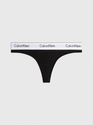 Black Calvin Klein Modern Cotton Women Thong | ZKPN-90132