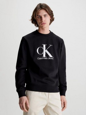 Black Calvin Klein Monogram Men Sweatshirt | TMGE-69547