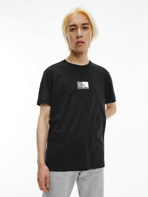 Black Calvin Klein Monogram Men T-Shirt | HRSG-34897