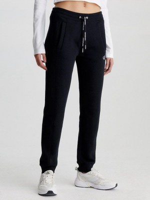 Black Calvin Klein Monogram Women Joggers | XVKD-09485