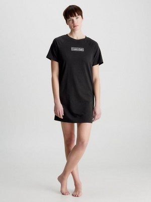 Black Calvin Klein Night Shirt - Reimagined Heritage Women Top | HMWZ-79861