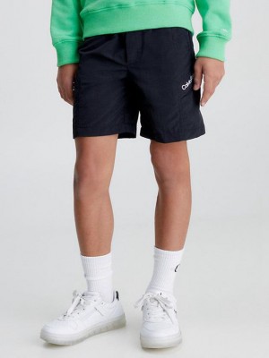 Black Calvin Klein Nylon Boys's Shorts | QLEV-46195