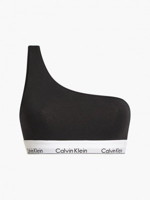 Black Calvin Klein One Shoulder - Modern Cotton Women Bra | WJOB-43106