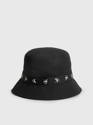 Black Calvin Klein Organic Cotton Bucket Women Cap | GCHJ-06123