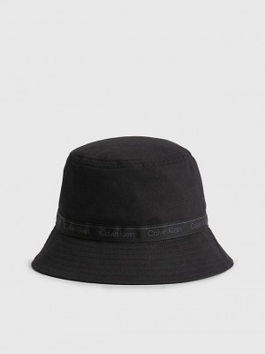 Black Calvin Klein Organic Cotton Bucket Women Cap | CWRG-63815