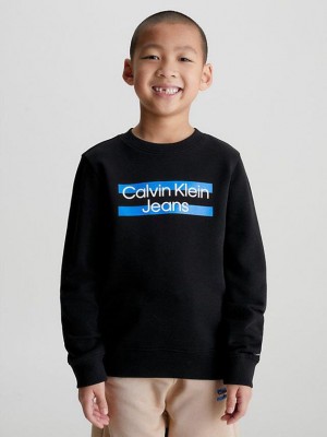 Black Calvin Klein Organic Cotton Logo Boys's Sweatshirt | ISGQ-97321