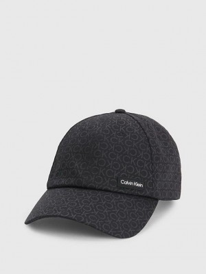 Black Calvin Klein Organic Cotton Logo Men Cap | CEOF-15493
