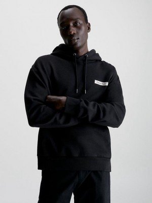 Black Calvin Klein Organic Cotton Logo Men Hoodie | TLEF-87519