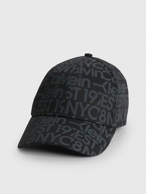 Black Calvin Klein Organic Cotton Logo Men Cap | FPBD-59127