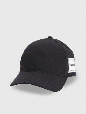 Black Calvin Klein Organic Cotton Logo Men Cap | NSQO-07568