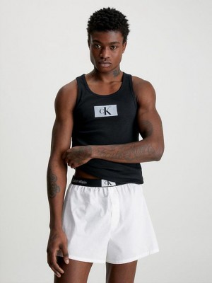 Black Calvin Klein Organic Cotton Lounge Tank - Ck96 Men Top | ANKD-83691