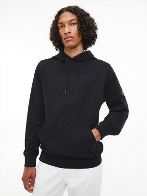 Black Calvin Klein Organic Cotton Men Hoodie | WDIS-23051