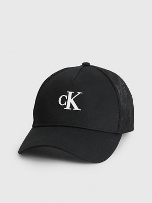Black Calvin Klein Organic Cotton Trucker Men Cap | LBAQ-69437