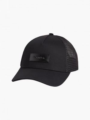Black Calvin Klein Organic Cotton Trucker Men Cap | QBTX-42576