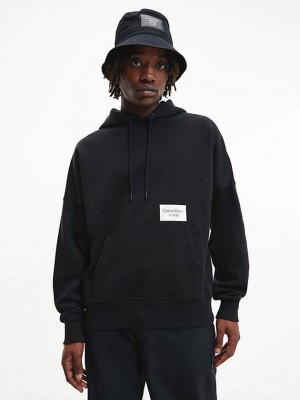 Black Calvin Klein Oversized Back Logo Men Hoodie | TNMB-60394