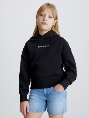 Black Calvin Klein Oversized Girls's Hoodie | QDIP-92073