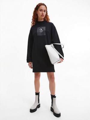 Black Calvin Klein Oversized Sweatshirt Women Dress | NEMK-83647