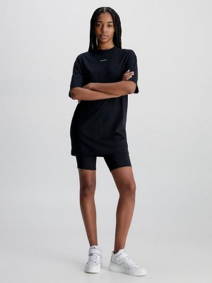 Black Calvin Klein Oversized T-Shirt Women Dress | MAHK-14578