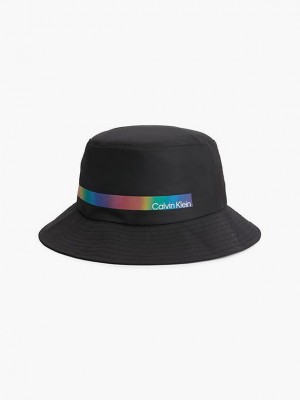 Black Calvin Klein Packable Bucket - Pride Men Cap | SMKF-84610