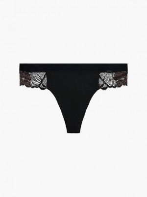 Black Calvin Klein Perfectly Fit Flex Women Thong | WCGL-13092