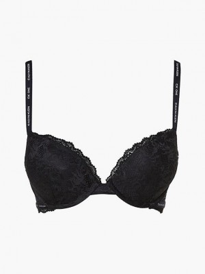 Black Calvin Klein Plunge Push-Up - CK One Women Bra | RDWG-68927