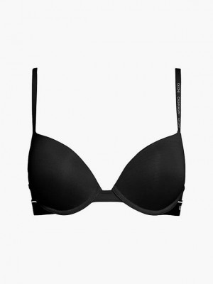 Black Calvin Klein Plunge Push-Up - CK One Women Bra | BUFK-91753