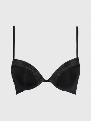 Black Calvin Klein Plunge Push-Up - Flirty Women Bra | ASOD-58213