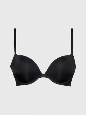 Black Calvin Klein Plunge Push-Up - Perfectly Fit Flex Women Bra | LFZC-49108