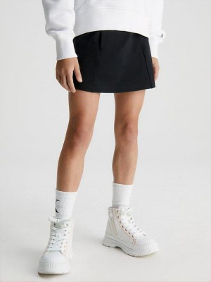 Black Calvin Klein Punto Milano Logo Girls's Skirt | LEPO-34507