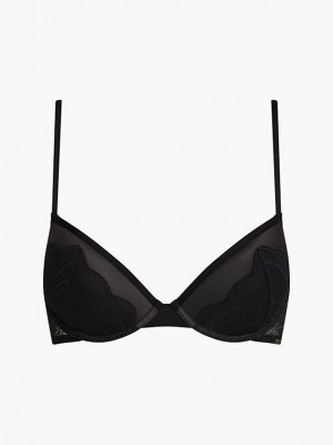 Black Calvin Klein Push Up Demi Women Bra | AQPG-84176