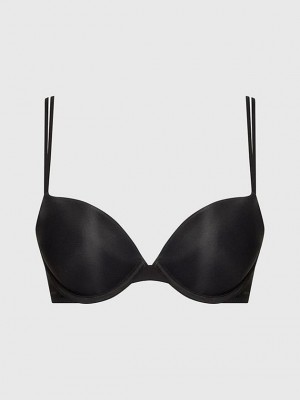 Black Calvin Klein Push Up - Sheer Marquisette Women Bra | YUTG-35794