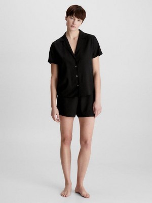 Black Calvin Klein Pyjama Set Women Shorts | ZGTK-87693