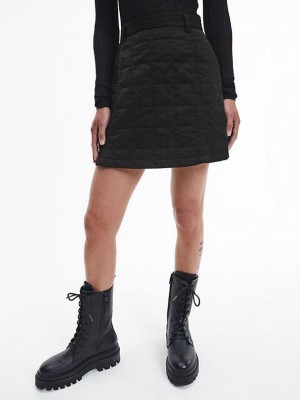Black Calvin Klein Quilted Mini Women Skirt | XKDP-49786