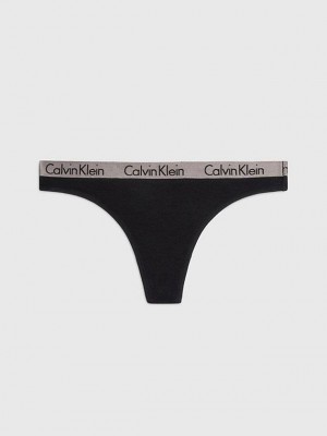 Black Calvin Klein Radiant Cotton Women Thong | HANU-70315