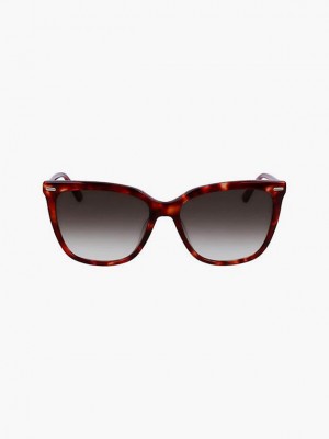 Black Calvin Klein Rectangle Women Sunglasses | ESDK-71540