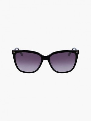 Black Calvin Klein Rectangle Women Sunglasses | MDVC-59310