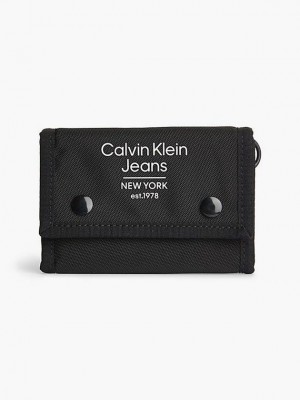 Black Calvin Klein Recycled Billfold Men Wallet | GFJO-09347