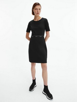 Black Calvin Klein Recycled Bodycon Women Dress | CXGO-62410