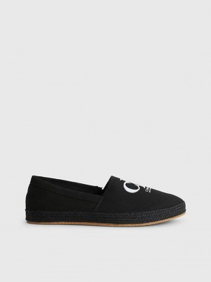 Black Calvin Klein Recycled Canvas Espadrilles Men Slip On | HOKM-56943