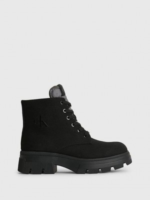 Black Calvin Klein Recycled Canvas Heeled Women Boots | CFXL-02645