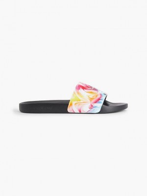 Black Calvin Klein Recycled Canvas Sliders - Pride Men Slippers | OEJI-98436