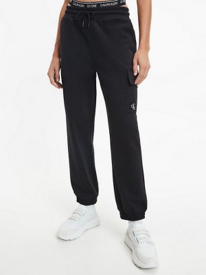 Black Calvin Klein Recycled Cotton Cargo Women Joggers | FNQZ-70632