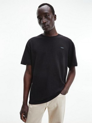 Black Calvin Klein Recycled Cotton Men T-Shirt | ONIZ-05614