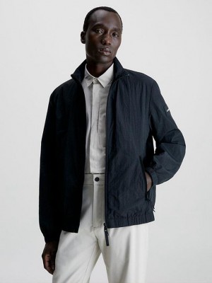 Black Calvin Klein Recycled Crinkle Nylon Men Jacket | VWMU-68302