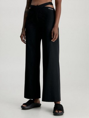 Black Calvin Klein Recycled Cut Out Women Pants | LIVW-47260